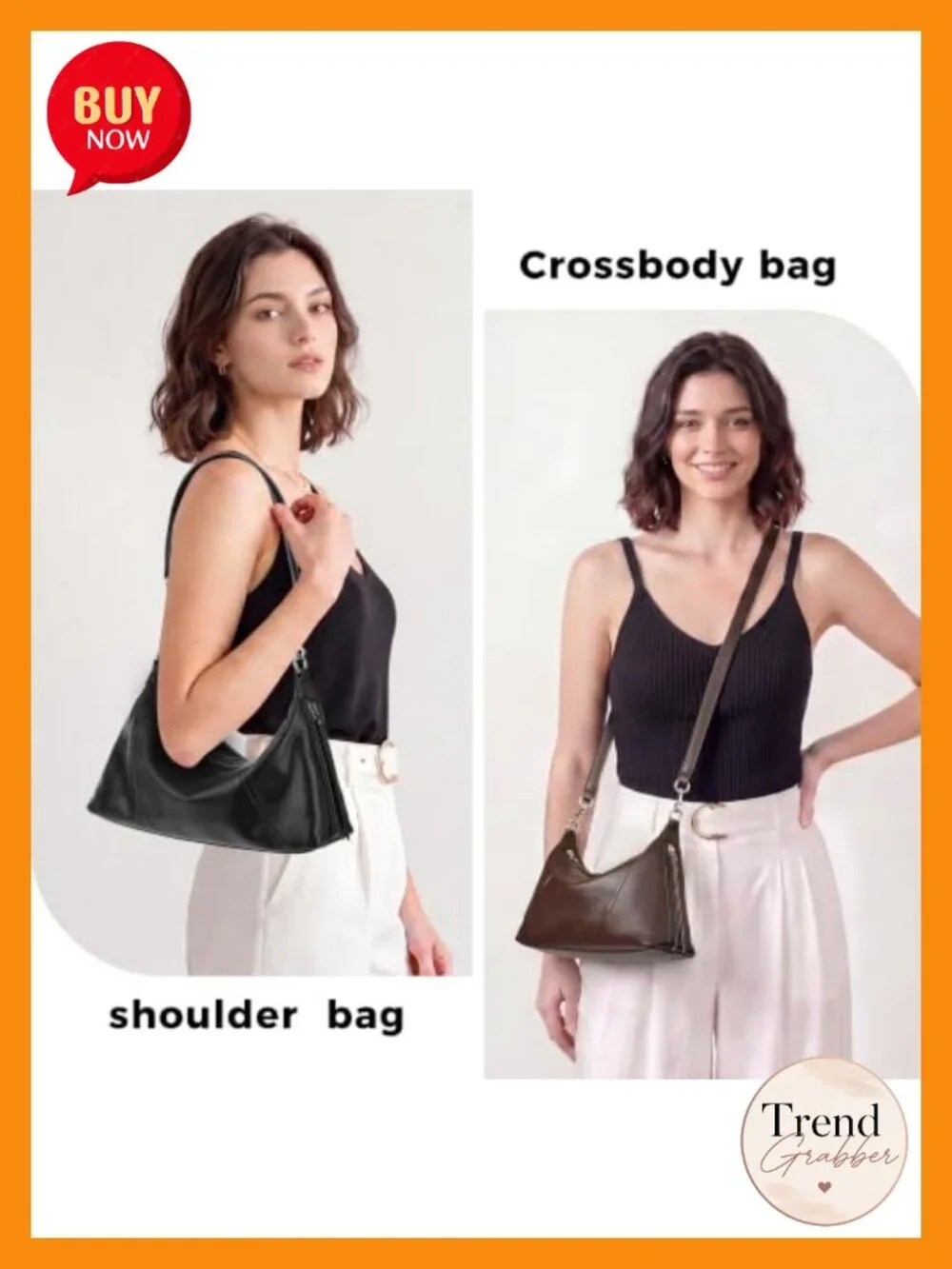 Genuine Leather Hobo Bag Women Lightweight Crossbody Shoulder Purse